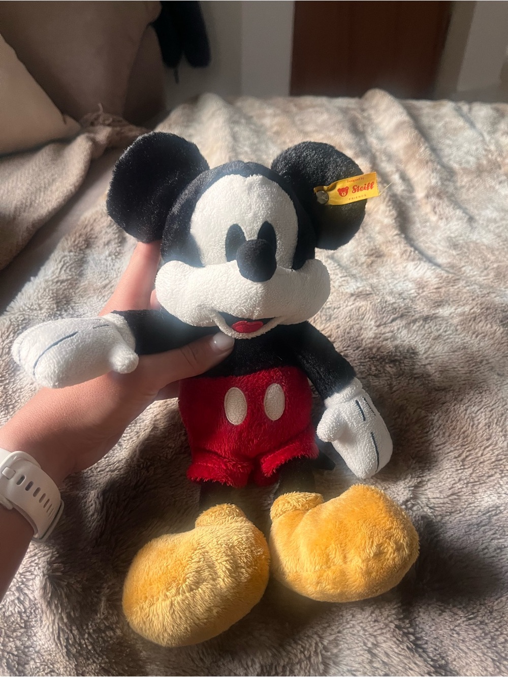 Steiff Mickey Mouse Plush Toy - Classic Black, Red & Yellow